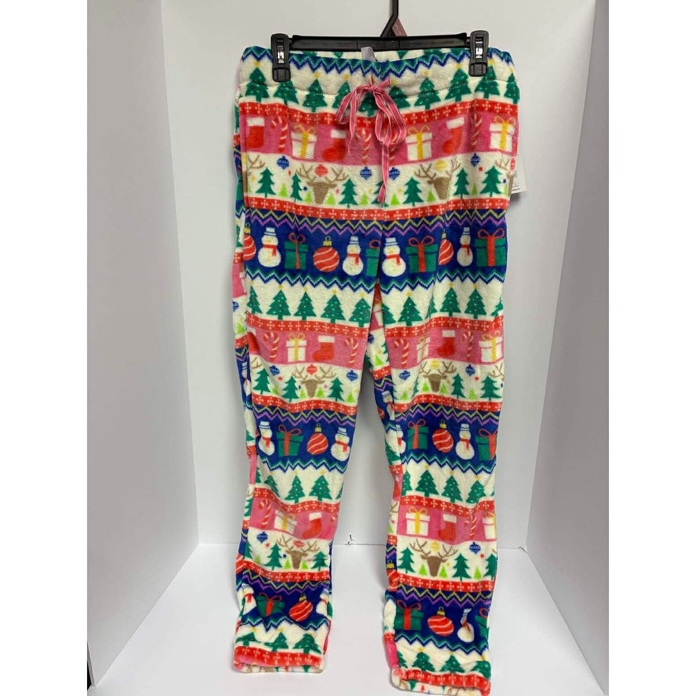Womens JOYSPUN Plush Christmas Icon Cuff Sleep Pants. Size S 4-6